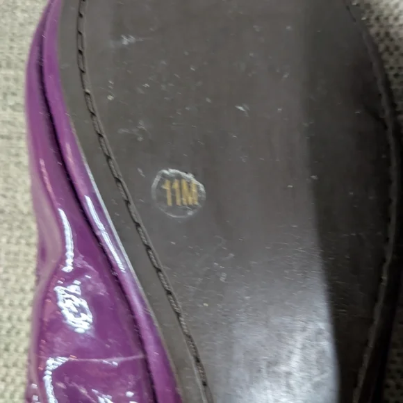 Tory Burch Purple Patent Leather Ballet Flats - Logo Bow - Size 11 - Picture 8 of 8